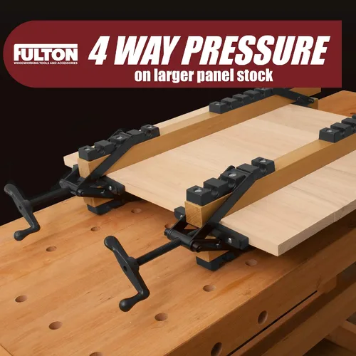 Miniatura 4 de Peachtree Woodworking Supply Paquete de 2 abrazaderas de presión de 4 vías para sujetar paneles desde todas las direcciones. Para carpinteros