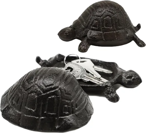Miniatura 2 de ZYBenda Ocultador de llaves de tortuga de hierro fundido, estatua de jardín pequeña para exteriores y decoración de interiores para llaves, joyas
