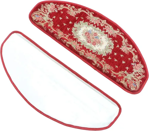 Miniatura 13 de KEYAMA Alfombra de acrílico para interiores, diseño floral, antideslizante, cinta libre - 9 pulgadas de ancho x 30 pulgadas de largo, rojo 059