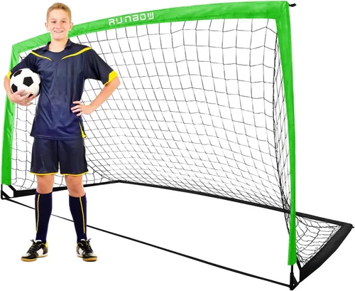 Miniatura 11 de Portería de fútbol infantil de 9 x 5 pies con bolsa de transporte, red de fútbol plegable portátil para entrenamiento en el patio trasero, uso