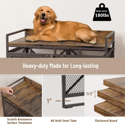Miniatura 3 de COZPAW Mueble de Jaula Grande para Perros, Perrera de Madera de 48 Pulgadas para Perros Extra Grandes, Muebles Resistentes para Perros, Jaula