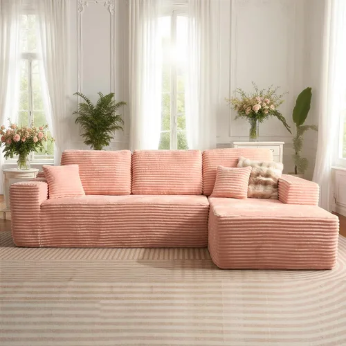 Miniatura 11 de 106" Cloud Boneless Couch with Chaise, L-Shape Deep Seat Sectional Couches, No Assembly Required, Convertible Modular Sleeper Sofa Bed, Living Room