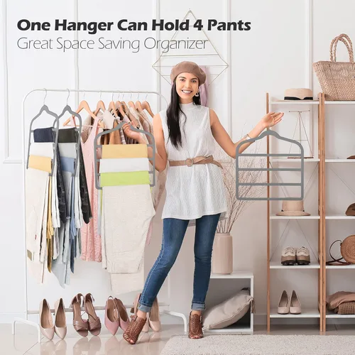 Miniatura 3 de Percha de pantalones de terciopelo que ahorra espacio, antideslizante, percha para pantalones y pantalones cortos, Myfolrena, perchas para jeans