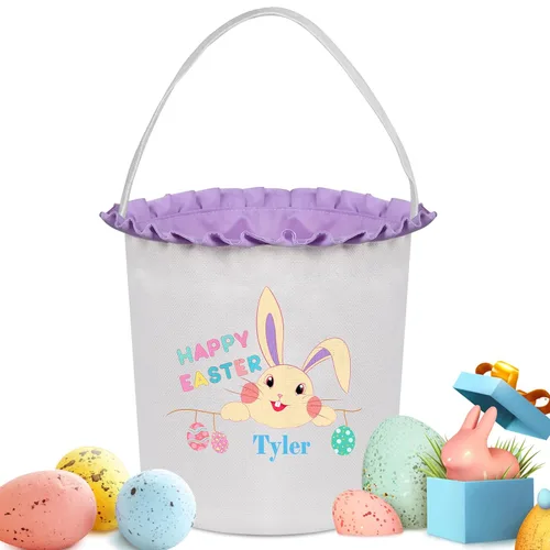 Miniatura 12 de Cestas de Pascua personalizadas para niños y niñas, cestas de conejo de Pascua personalizadas para niños, cesta de caza de huevos de Pascua, regalos