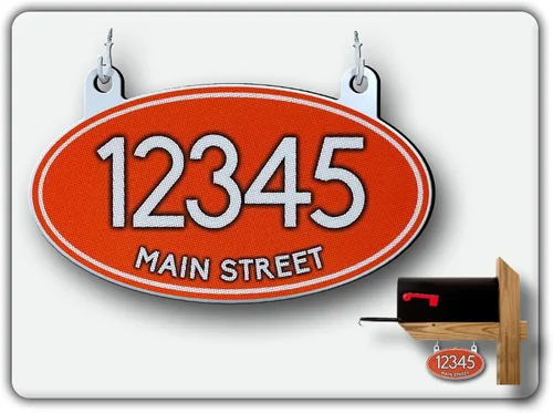 Miniatura 10 de Curb N Sign Placas de Números Colgantes para Buzón - Hechas de Material Compuesto de Aluminio - Súper Reflectantes, Opciones de Doble Cara Números