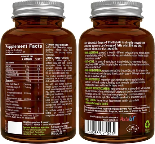 Miniatura 5 de Igennus - Aceite de pescado silvestre omega-3 de alta absorción + paquete multivitamínico metilado para hombre, 1000 mg de EPA y DHA, 180 cápsulas