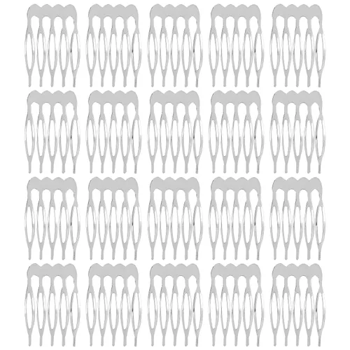 Miniatura 8 de Lawie Paquete de 20 peines laterales de metal dorado a granel con 5 dientes, para manualidades, manualidades, para boda, velo de novia, peinetas