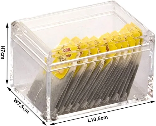 Miniatura 2 de YTBH-08328 - Organizador de bolsas de té de acrílico, caja de té, soporte con tapa para bolsas de té, café, paquetes pequeños, edulcorantes