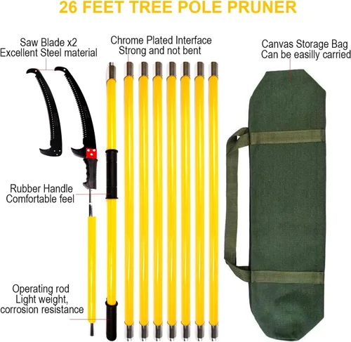 Miniatura 7 de Podadora de poste de árbol de 30 pies, mango duradero para recortar árboles, ramas manuales para herramientas de jardín, podadoras, sierras de poste