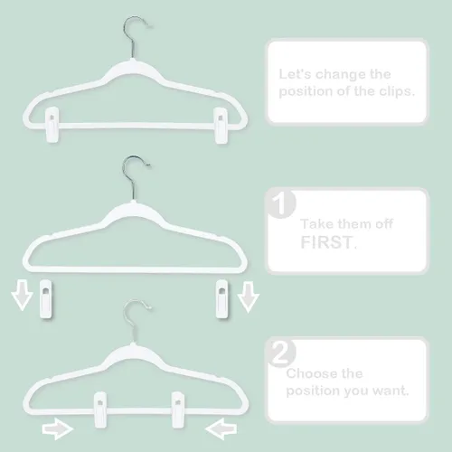 Miniatura 3 de Trgowaul Clips de terciopelo para colgar pantalones, clips de terciopelo, clips de dedo fuertes, perfectos para perchas finas de terciopelo