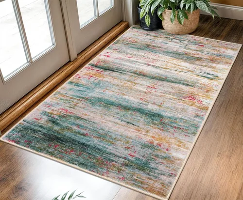 Miniatura 46 de KOZYFLY – Alfombra de pasillo moderna y lavable de diseño abstracto verde, 2 x 5 pies, antideslizante, suave y de pelo corto, ideal para cocina