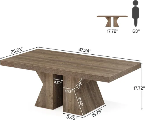 Miniatura 2 de Tribesigns Mesa de centro de madera, mesa central rectangular de 47 pulgadas con base de madera gruesa, mesa de cóctel con aspecto de madera