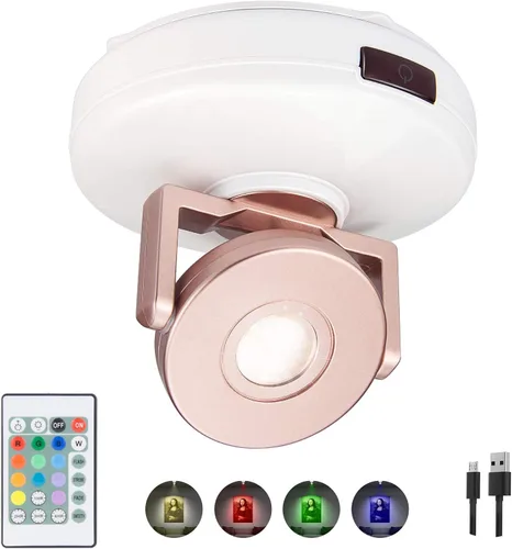 Miniatura 14 de BIGMONAT Foco inalámbrico que funciona con pilas, luz de imagen RGB con control remoto y temporizador, lámpara de visualización que cambia