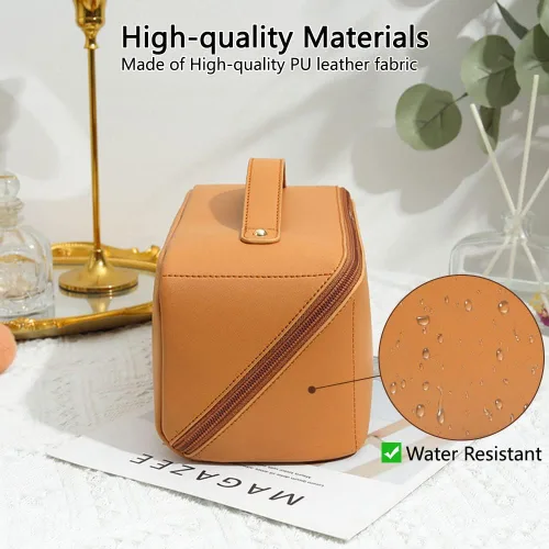 Miniatura 3 de Niumike Bolsas de cosméticos de viaje de gran capacidad para mujer, de piel sintética, pequeña, bonita, bolsa de maquillaje, bolsas de maquillaje
