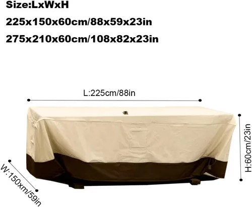 Miniatura 3 de Juego de sillas de mesa de patio con agujero para paraguas, resistente al agua, funda para muebles de exterior, rectangular, ovalada, para mesa
