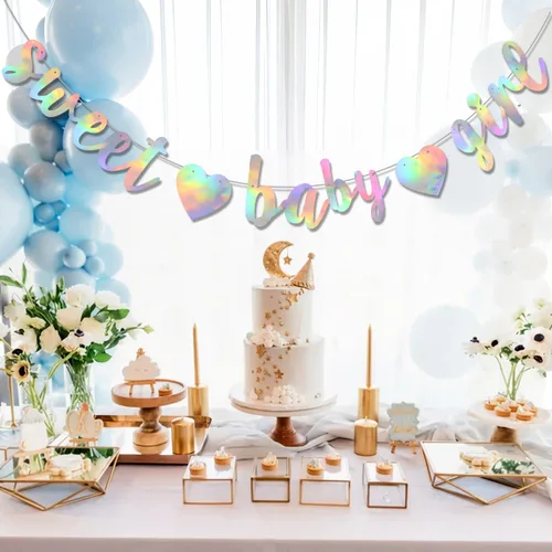 Miniatura 4 de BEISHIDA Cartel de bebé con purpurina, sin bricolaje, cartel pre-encordado para fiesta de género de bebé para niñas, decoraciones de ducha de niñas