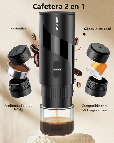 Miniatura 2 de Máquina de café espresso eléctrica portátil y molinillo de café manual y espumador de leche eléctrico todo en 1, mini cafetera de viaje