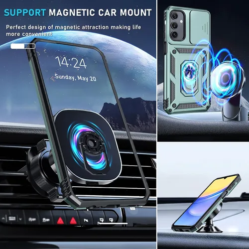 Miniatura 8 de Janmitta Compatible con Galaxy A15 5G Funda con Cubierta Deslizante Integrada para Lente de Cámara + Protector de Pantalla + Soporte de Anillo