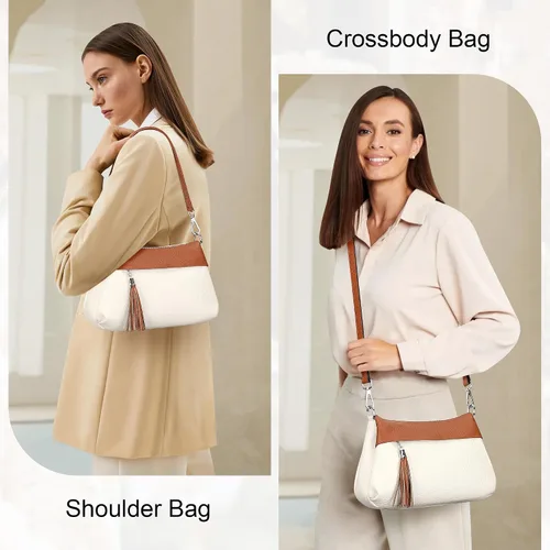 Miniatura 44 de Over Earth Genuine Leather Crossbody Bags for Women Small Hobo Handbags Shoulder Purses with 2 Detachable Straps
