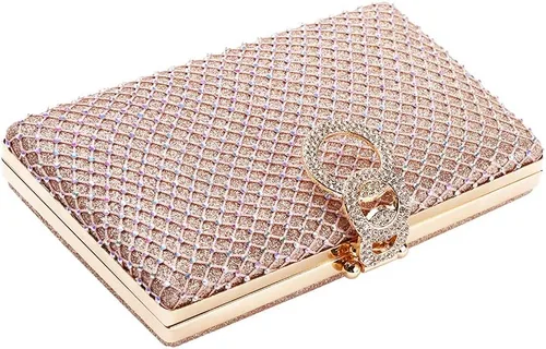 Miniatura 3 de Mulian LilY M106 Glitter Embrague Monedero Para Mujeres Brillante Noche Bolsos Fiesta Fiesta Bolso Rosa Oro