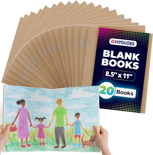Miniatura 16 de Hygloss Libros en Blanco - Paquete de 10 unidades – 8.5" x 11" A4 Varios Colores – Libros en Blanco de Tapa Blanda para Niños para Escribir