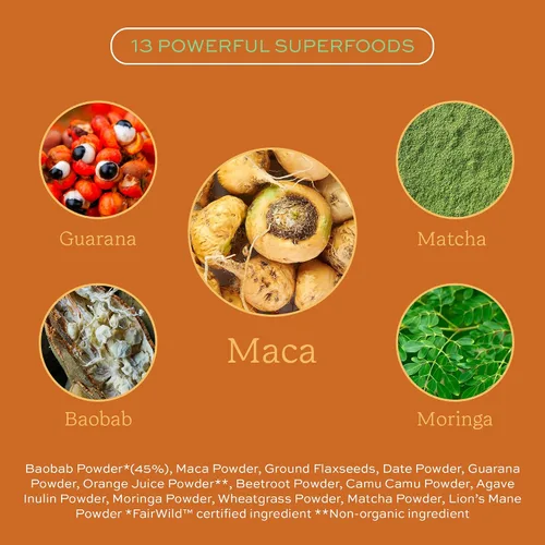 Miniatura 5 de Aduna Mezcla de superalimentos de energía orgánica Mezcla 100% natural para agitar con más de 10 superalimentos para energía natural
