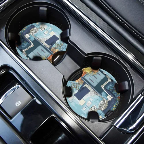 Miniatura 21 de WOCOCN Posavasos para automóvil, portavasos para automóvil, 2.75 pulgadas, antideslizantes y absorbentes, bonitos accesorios interiores para Negro