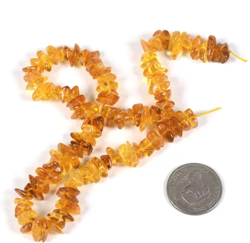 Miniatura 2 de Chips Amber Natural Gemstone Freedom Chips Cuentas sueltas de 0.433-0.472 in para hacer joyas, manualidades, 16 pulgadas Cuarzo Rutilado Dorado