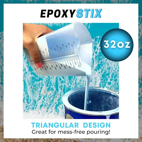 Miniatura 2 de Paquete de 20 vasos graduados de pintura triangular/epoxi de 32 onzas, ideales para mezclar y verter con precisión, hechas de polipropileno, medidas