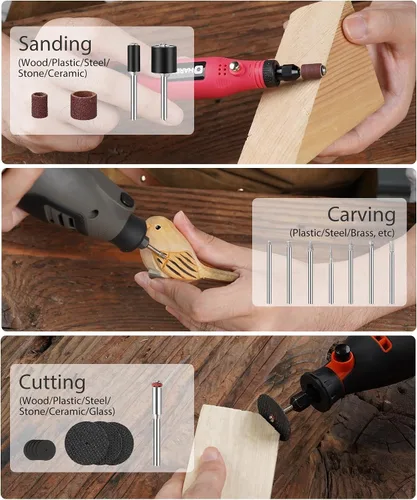Miniatura 4 de HARDELL Kit de 69 piezas de accesorios para herramientas rotativas con mandriles de 1.0/1.6/2.3mm para pequeños proyectos de bricolaje, corte