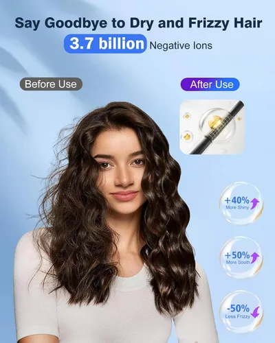Miniatura 6 de Secador de pelo iónico de alta velocidad, motor sin escobillas para secado rápido, 3.7 mil millones de iones negativos para cabello liso, secador