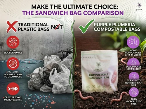 Miniatura 5 de Bolsas de almacenamiento de alimentos 100% compostables resellables (100 cremalleras ecológicas), a base de plantas, a prueba de fugas, duraderas