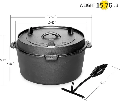 Miniatura 3 de EDGING CASTING Hornos holandeses de hierro fundido pretratados para acampar al aire libre, olla de hierro fundido para acampar al aire libre