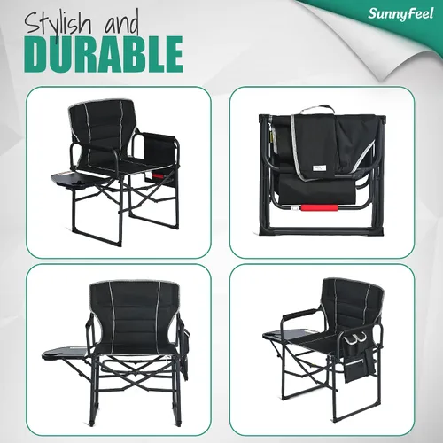 Miniatura 7 de SUNNYFEEL Silla de Directores de Campamento de Gran Tamaño Paquete de 2, Sillas Plegables Portátiles para Césped para Adultos de Servicio Pesado