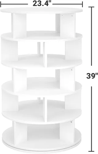 Miniatura 2 de Aheaplus Zapatero Giratório, Organizador de Zapatos de 5 Niveles de Madera para Clóset, Torre Giratoria de Zapatos de 360°, Estante de Blanco
