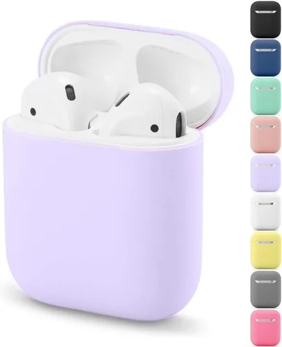 Funda de protección para Airpods Funda de silicona ultrafina compatible con Airpods 1 y AirPods 2 (morado)