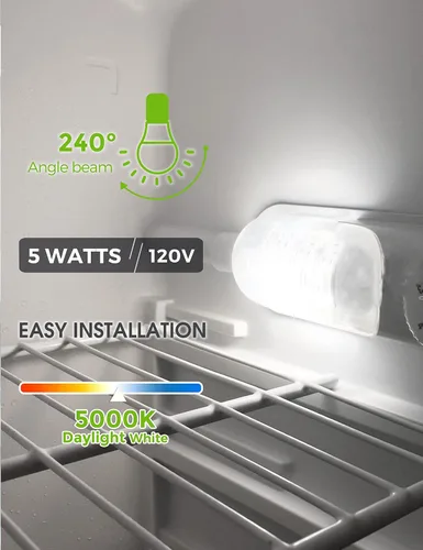 Miniatura 4 de L LOHAS LED Bombilla para refrigerador, equivalente a 40 W, 120 V, A15, bombillas impermeables para nevera, 5 W, E26, base media, luz blanca diurna