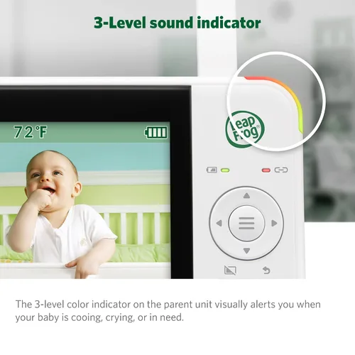 Miniatura 10 de LeapFrog Monitor de bebé LF2415, pantalla LCD IPS de 5 pulgadas, rango de 1000 pies, visión nocturna, canciones de cuna relajantes, luz nocturna