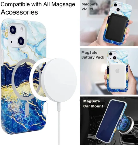 Miniatura 2 de Funda magnética para iPhone 13 y iPhone 14 de 6.1 pulgadas, compatible con carga MagSafe de poliuretano termoplástico suave, delgada, a prueba
