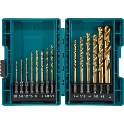 Makita B-65399 Impact Gold - Juego de brocas de titanio (14 unidades)