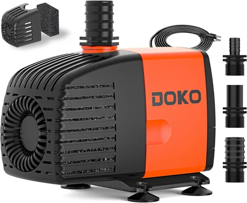 Miniatura 10 de Doko Bomba de agua sumergible, bomba de agua para acuario de 720 GPH con cubierta de malla extendida y esponja, bomba de estanque ultra silenciosa