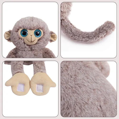 Miniatura 4 de Animal de Mono Colgante de Peluche Animal de Mono de Brazo Largo de Peluche Suave para Niños Nietos Amigos Familia Gris 43 cm