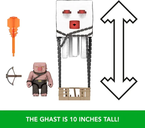 Miniatura 3 de Mattel Minecraft - Juego de figuras de acción, Blast Attack Ghast con luces, sonidos, lanzador y proyectil, además de Piglin Warrior inspirado