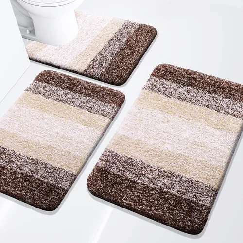 Miniatura 41 de Arotive - Juego de alfombras de baño de 3 piezas, alfombras de baño extra suaves y absorbentes, alfombrillas de baño lavables a máquina y que se