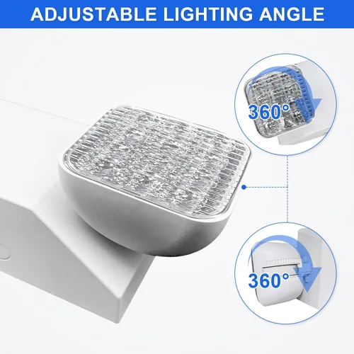 Miniatura 4 de Luz de emergencia LED con batería de respaldo, dos luces de salida de emergencia ajustables de cabeza cuadrada para fallos de energía del hogar