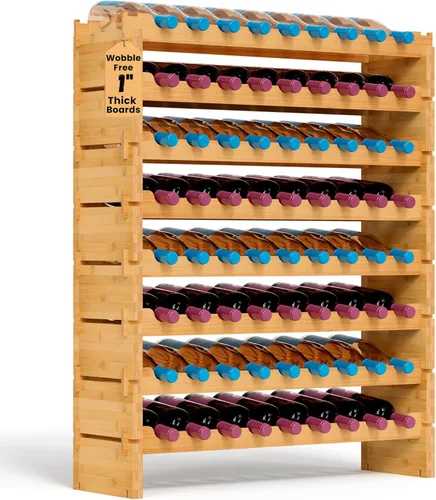 Miniatura 13 de NutriChef Magnum Estante de vino modular apilable para 24 botellas de gran tamaño, aparador mejorado de 1 pulgada de grosor, varillas de estante