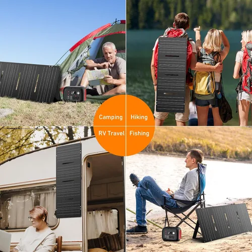Miniatura 6 de Cargador de Panel Solar YT60 de 60W, Panel Solar de Alta Eficiencia para Camping, Impermeable IP68, con Salidas USB y DC para Estación de Energía