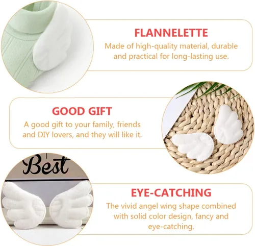 Miniatura 6 de Angel Wings Embroidered Appliques for White DIY Clothing Patches 15 Pairs Fabric Sew-on Decorations for ’s Garments Socks and Hats Accessories