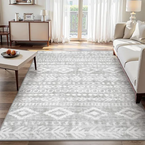 Miniatura 23 de Lahome Alfombra bohemia marroquí para entrada, lavable, de 2 x 3 pies, color gris y blanco, antideslizante, ultra fina, suave, rústica con estampado