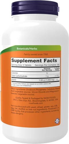 Miniatura 2 de NOW Suplementos, Alfalfa 650 mg fuente de vitamina K, Superalimentos verdes, 250 tabletas